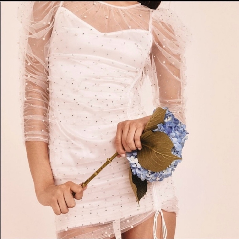 NWT For Love & Lemons Victoria’s Secret Pearl Slip Mini Dress